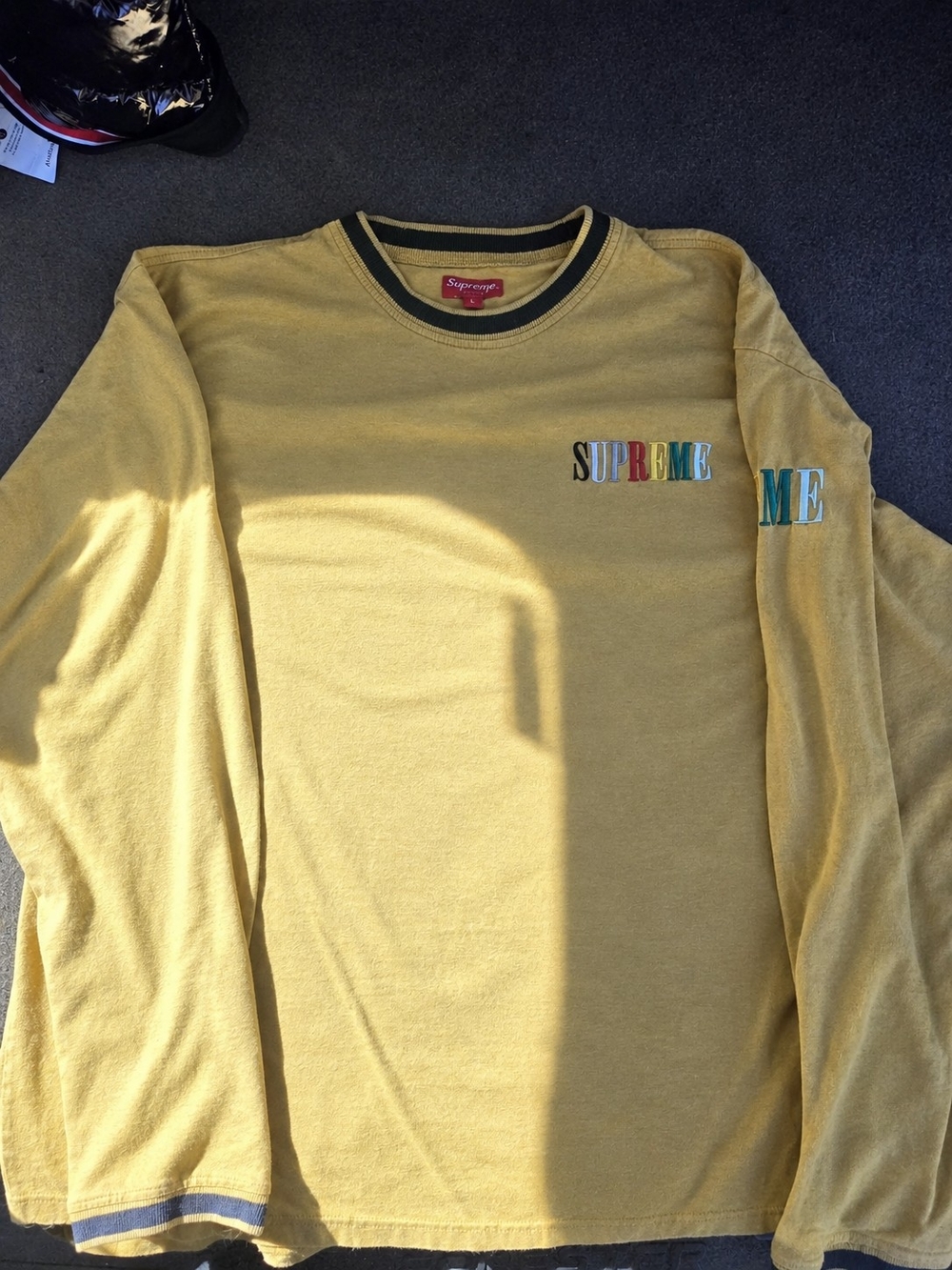 Supreme Multicolor Logo Yellow Long-Sleeve Tee